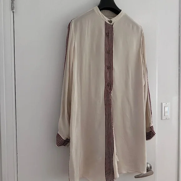 DONATED ❌ZARA White Mandarin Collar Long Sleeve Shirt Size M - Picture 7 of 7